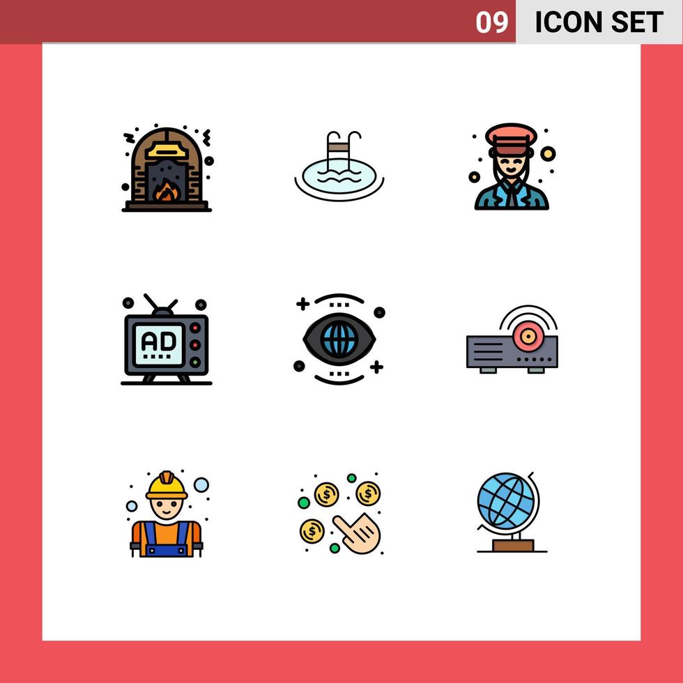 9 Creative Icons Modern Signs and Symbols of multimedia marketing service ad police Editable Vector Design Elements