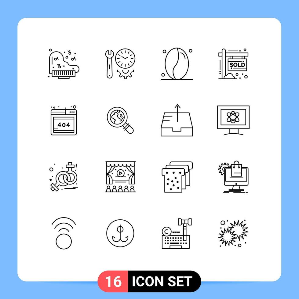 Modern Set of 16 Outlines Pictograph of web browser coffee income property Editable Vector Design Elements
