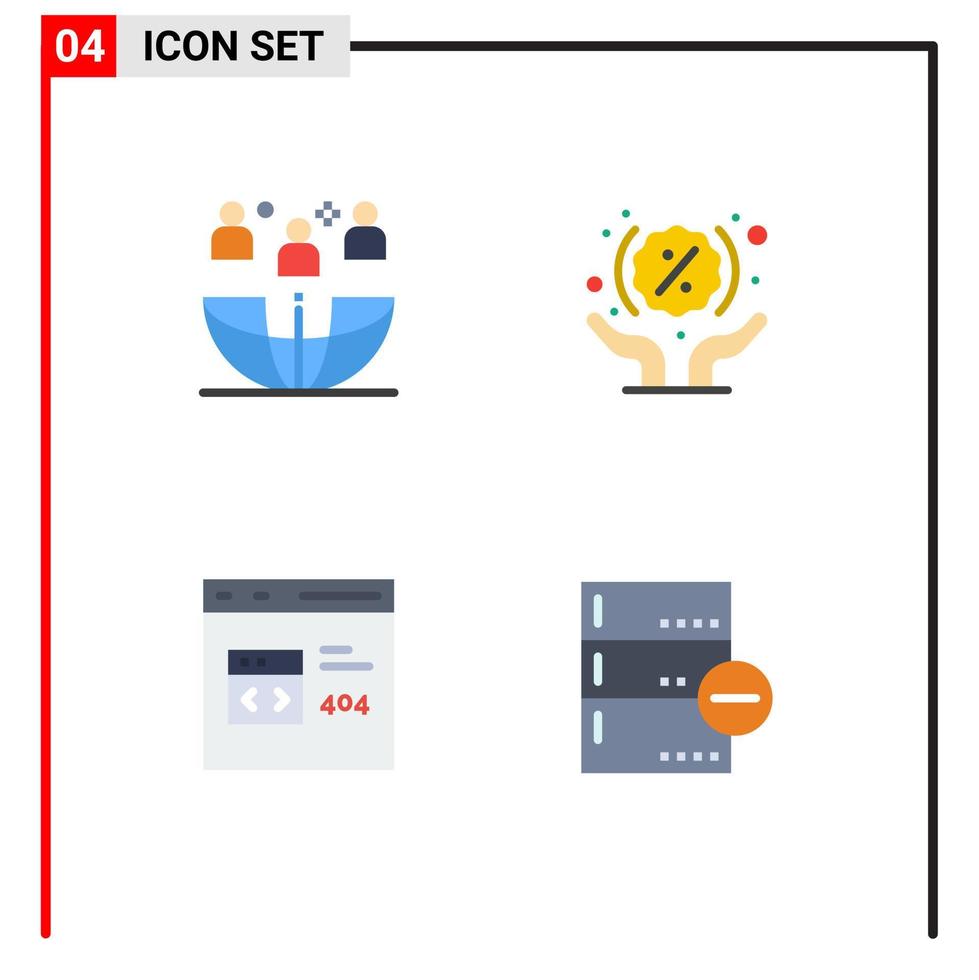 Set of 4 Modern UI Icons Symbols Signs for freelance app meeting hands coding Editable Vector Design Elements