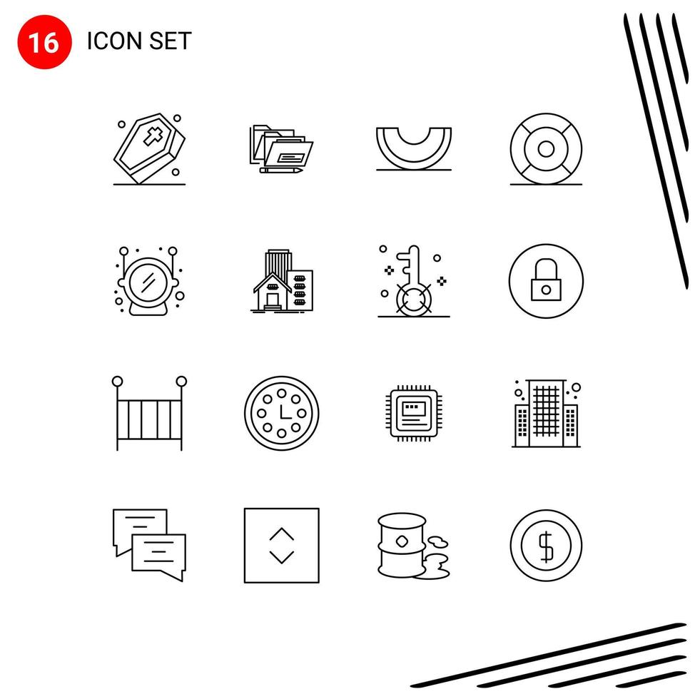 Modern Set of 16 Outlines and symbols such as ux help berry essential slice Editable Vector Design Elements