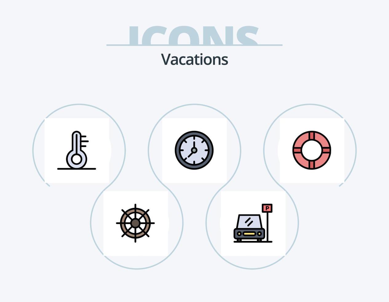 paquete de iconos llenos de línea de vacaciones 5 diseño de iconos. niños . infancia . diversión árboles vector