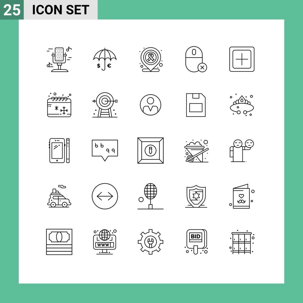 Modern Set of 25 Lines and symbols such as add hardware save gadget computers Editable Vector Design Elements