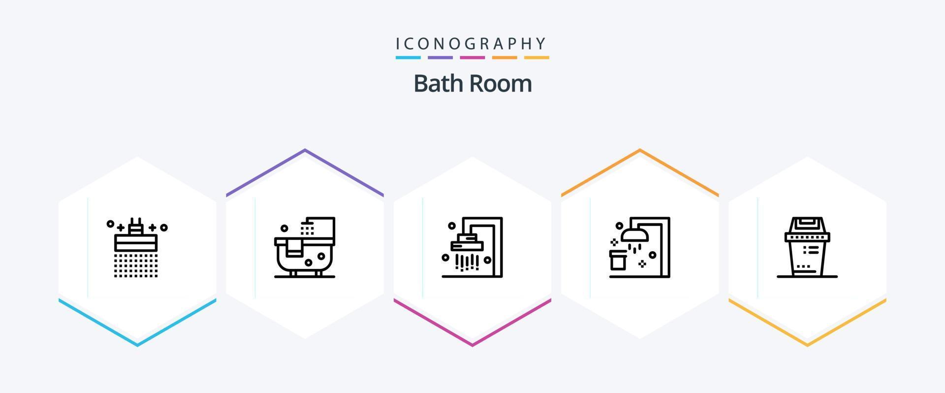 Bath Room 25 Line icon pack including . trash. bath. junk. bin vector