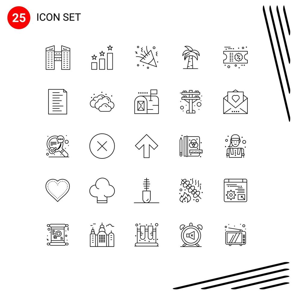 Pack of 25 creative Lines of tree palm tree party indian global Editable Vector Design Elements
