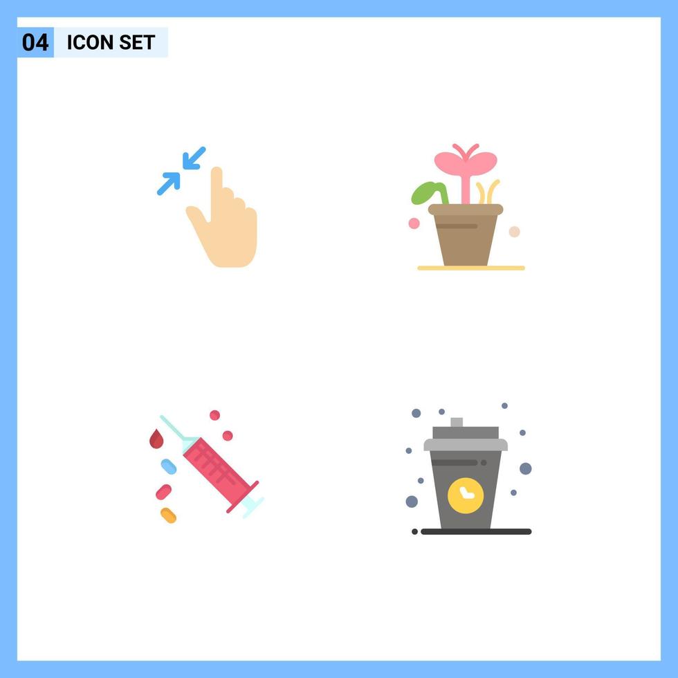 Pictogram Set of 4 Simple Flat Icons of contract injection pinch leaf vaccine Editable Vector Design Elements