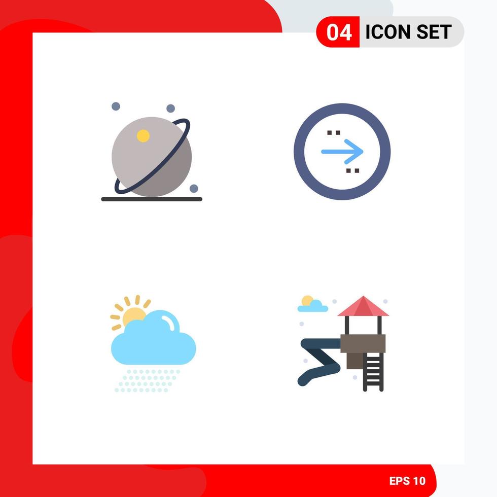 4 Universal Flat Icons Set for Web and Mobile Applications astronomy right space circle rain Editable Vector Design Elements