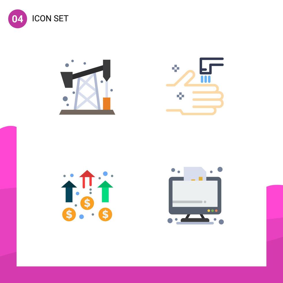 Set of 4 Commercial Flat Icons pack for pollution growth bathroom tab mission Editable Vector Design Elements