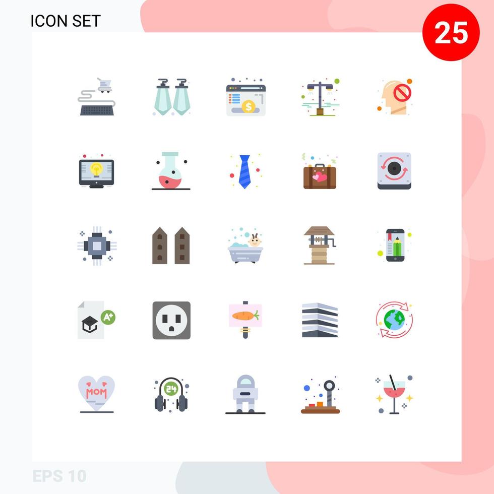 Set of 25 Modern UI Icons Symbols Signs for forbidden mind website human street Editable Vector Design Elements