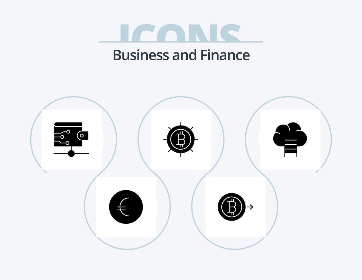 paquete de iconos de glifo de finanzas 5 diseño de iconos. . bitcoin crecimiento vector