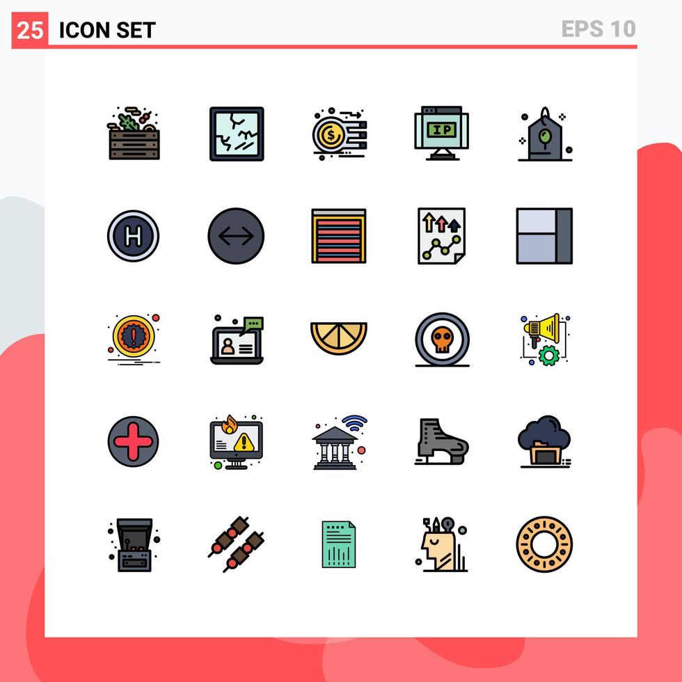 Stock Vector Icon Pack of 25 Line Signs and Symbols for celebration pointer currency location internet Editable Vector Design Elements