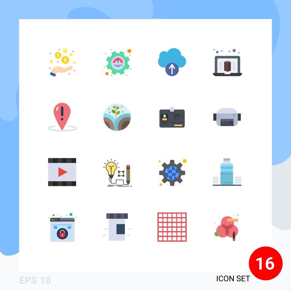 16 Flat Color concept for Websites Mobile and Apps support place cloud location printer Editable Pack of Creative Vector Design Elements