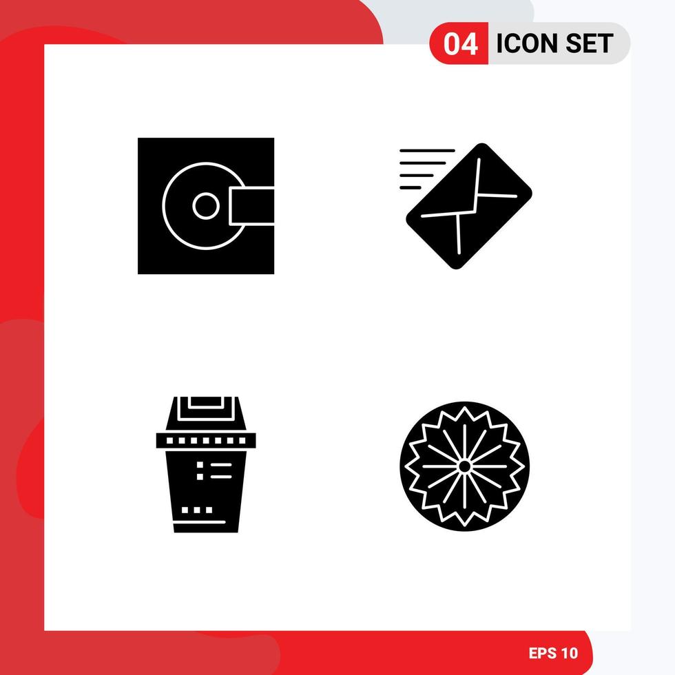 Modern Set of 4 Solid Glyphs and symbols such as devices bin products mail junk Editable Vector Design Elements