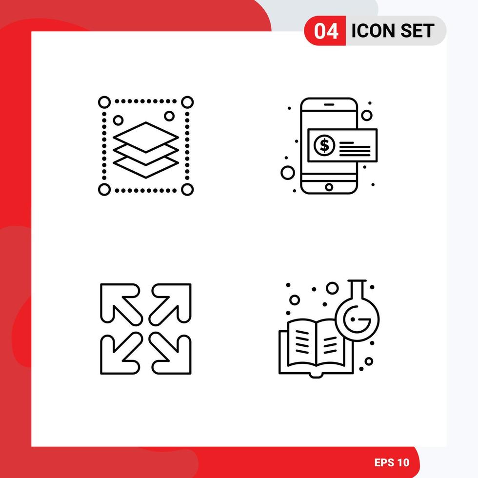 4 Thematic Vector Filledline Flat Colors and Editable Symbols of copy layers direction misc mobile payment chemical knowledge Editable Vector Design Elements