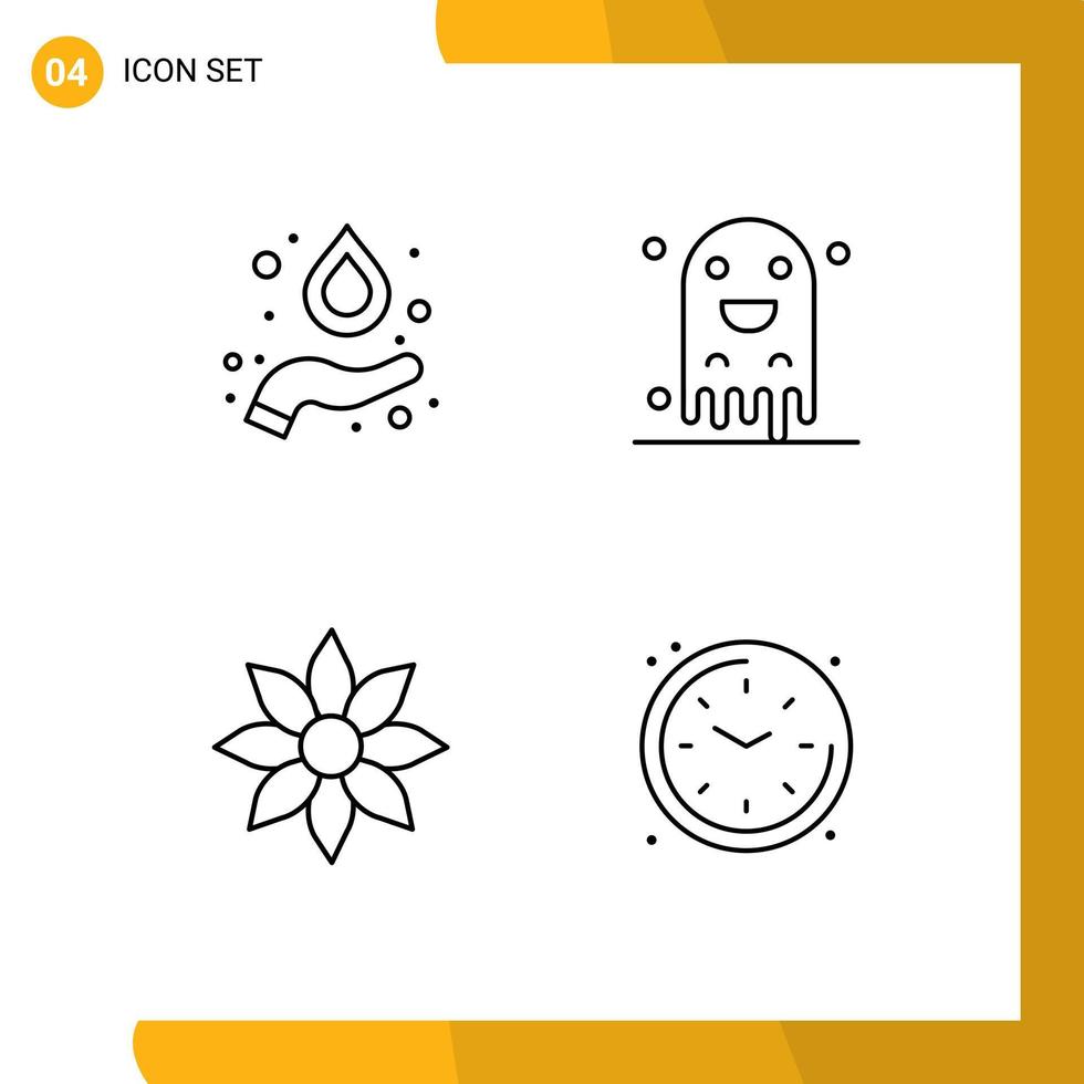 Line Pack of 4 Universal Symbols of formula clematis ghost scary nature Editable Vector Design Elements