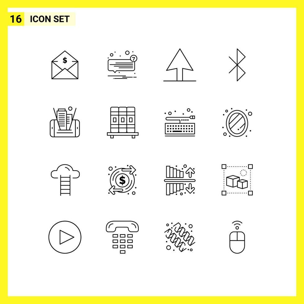 Set of 16 Modern UI Icons Symbols Signs for building cell speech mobile connection Editable Vector Design Elements