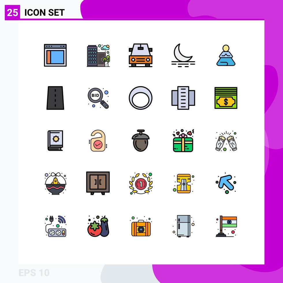 25 Creative Icons Modern Signs and Symbols of yoga meditation office fast moon Editable Vector Design Elements