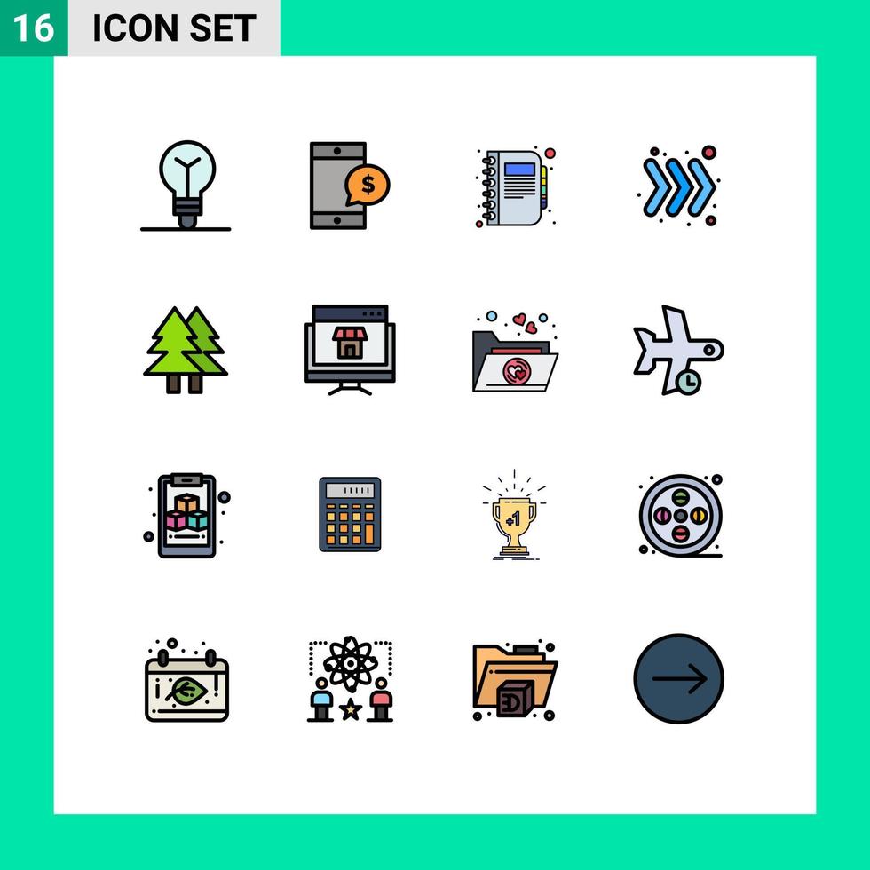16 Universal Flat Color Filled Line Signs Symbols of environment christmas business keyboard arrow Editable Creative Vector Design Elements