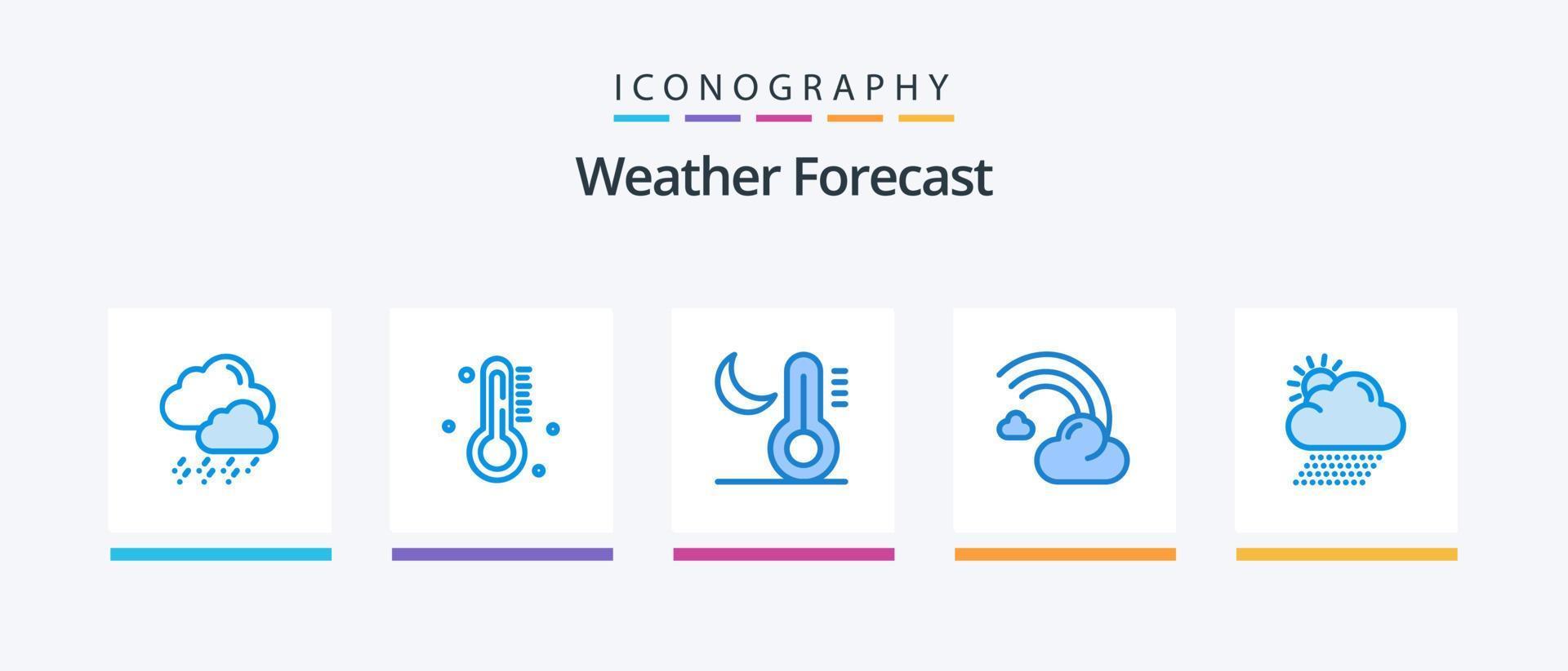 Paquete de iconos Weather Blue 5 que incluye lluvia. lluvia. luna. línea. completado. diseño de iconos creativos vector