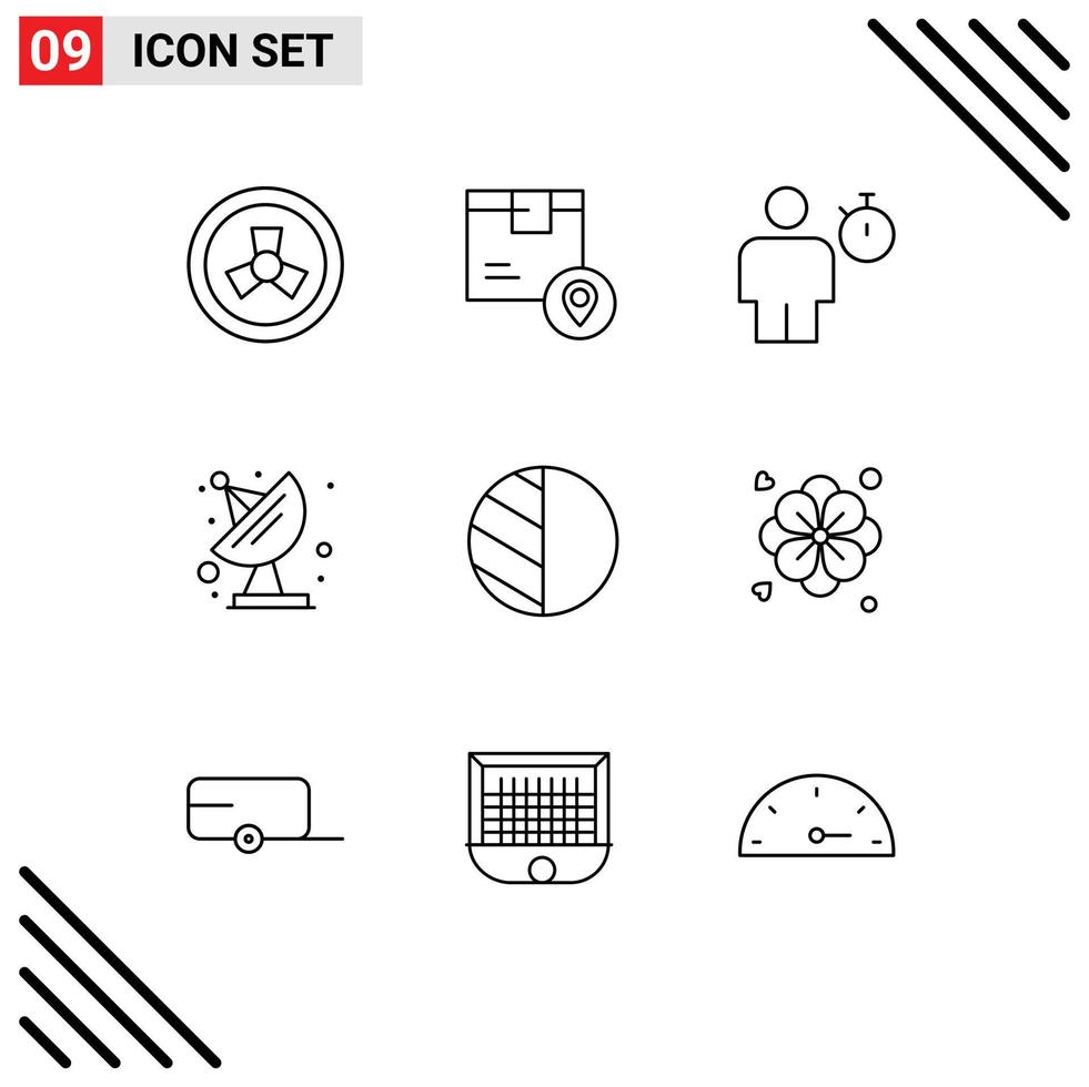 Group of 9 Modern Outlines Set for photo space avatar communication timer Editable Vector Design Elements