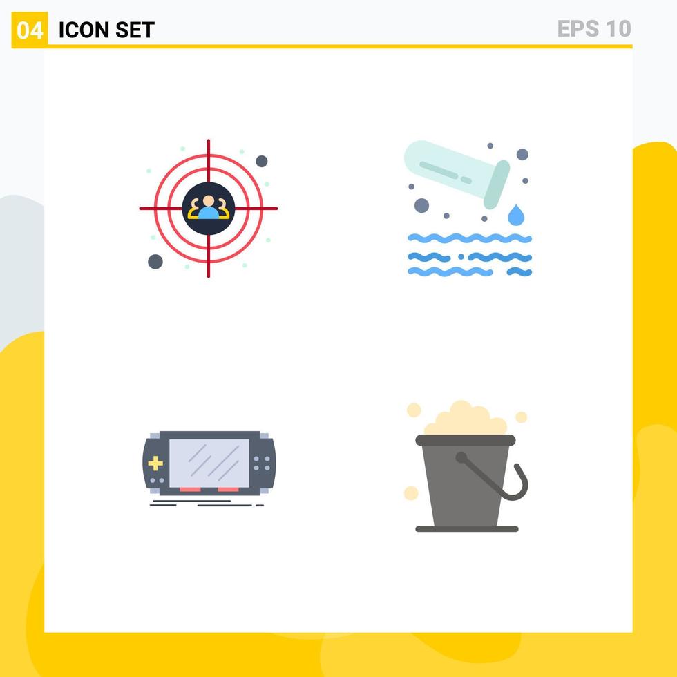 4 Creative Icons Modern Signs and Symbols of auditory device head shot tube gaming Editable Vector Design Elements