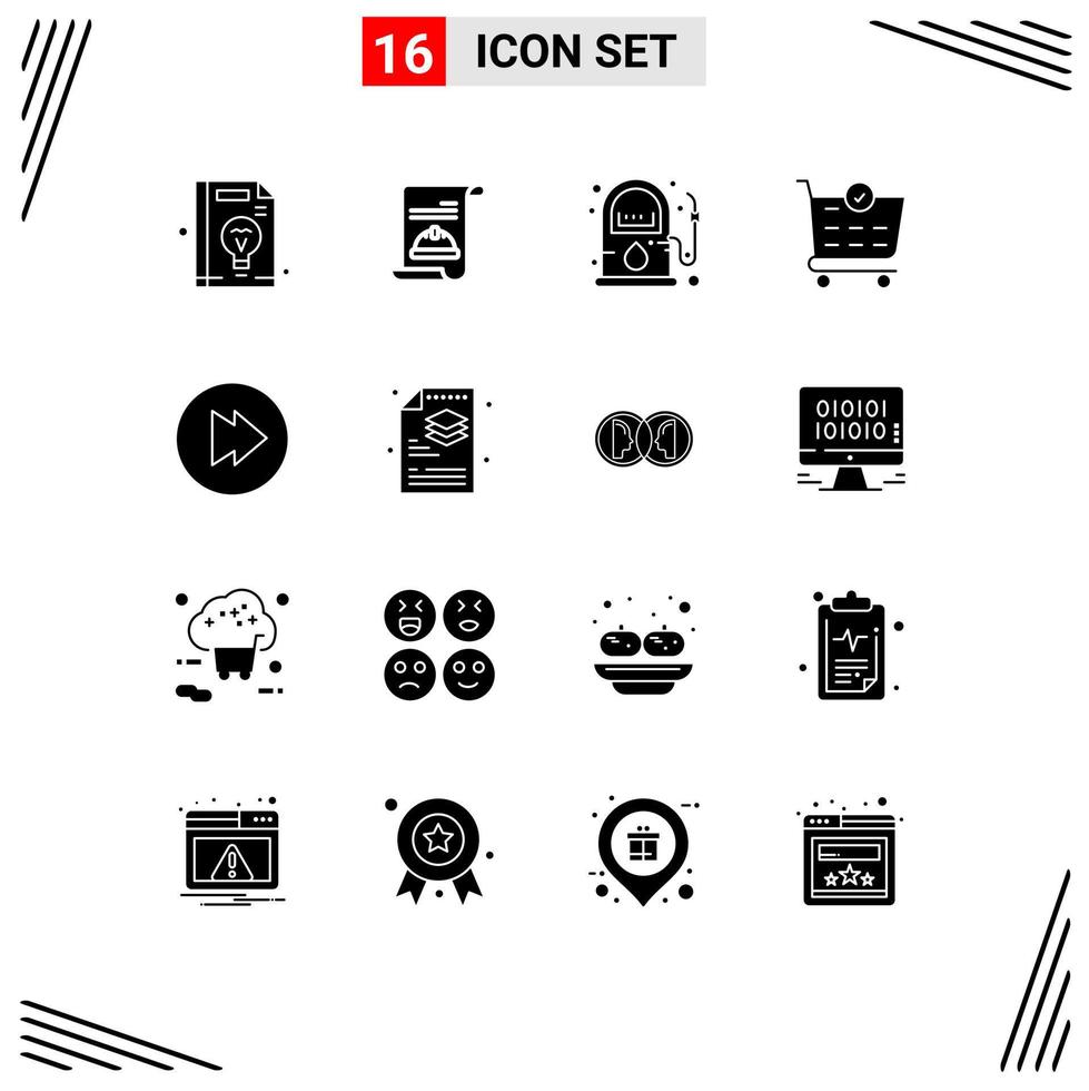 16 Creative Icons Modern Signs and Symbols of creative forward energy checkout buy Editable Vector Design Elements