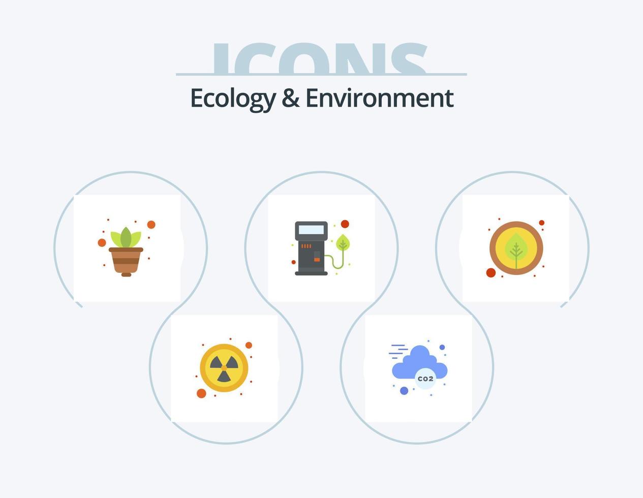 ecología y medio ambiente icono plano paquete 5 diseño de iconos. hojas. ambiente. creciente. bomba. aceite vector