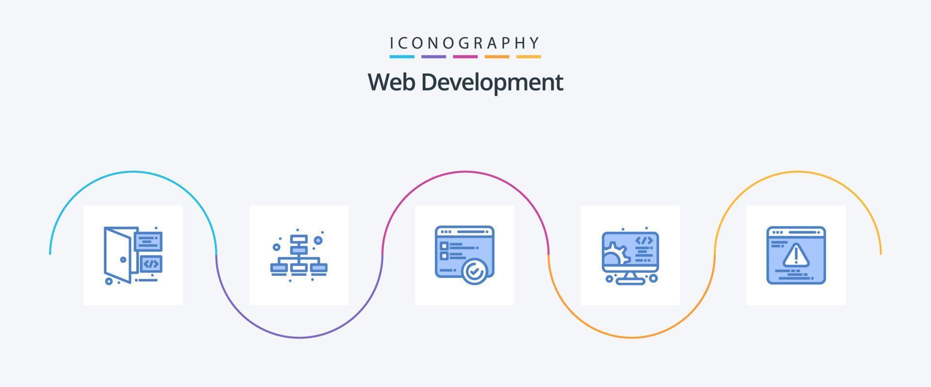 paquete de iconos azul 5 de desarrollo web que incluye error. desarrollo. velocidad. web. servicio vector