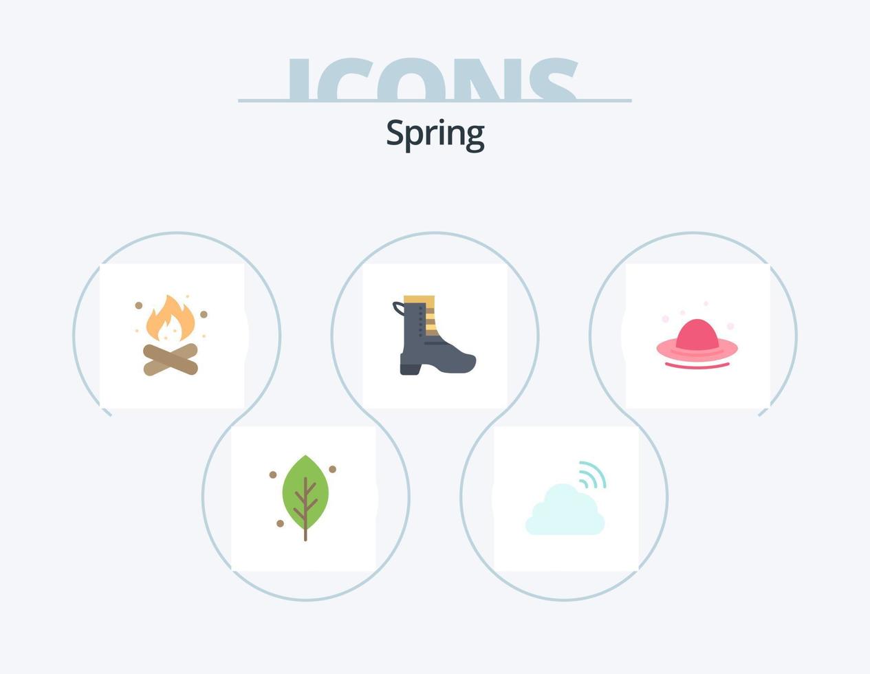 Spring Flat Icon Pack 5 Icon Design. spring. running. weather. activity. hot vector