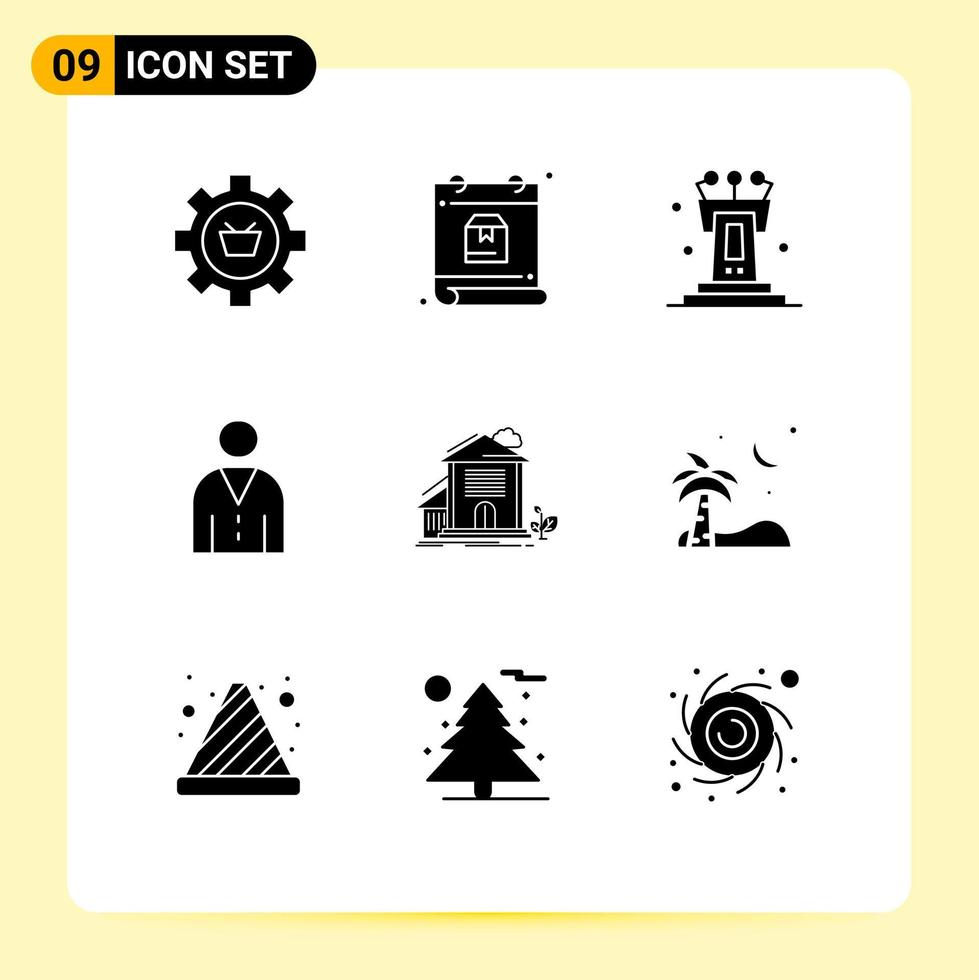 Modern Set of 9 Solid Glyphs and symbols such as people human schedule avatar speech Editable Vector Design Elements