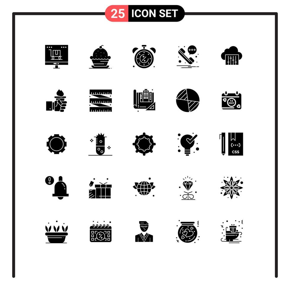 25 Universal Solid Glyph Signs Symbols of sms message sweet limited cyber Editable Vector Design Elements
