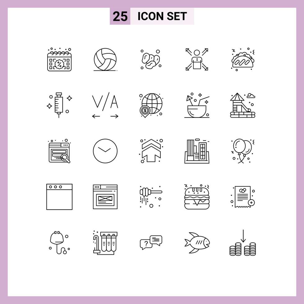 User Interface Pack of 25 Basic Lines of employee career sport arrows ramadan Editable Vector Design Elements
