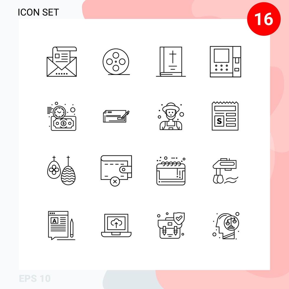 16 Thematic Vector Outlines and Editable Symbols of investment money multimedia cash thanksgiving Editable Vector Design Elements