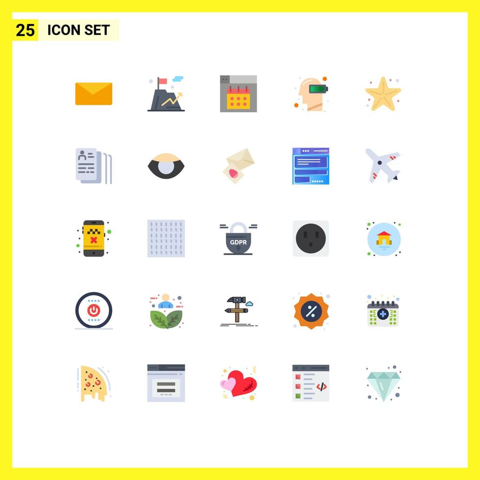 paquete de iconos de vector de stock de 25 signos y símbolos de línea para elementos de diseño de vector editables de batería baja de web mental de playa