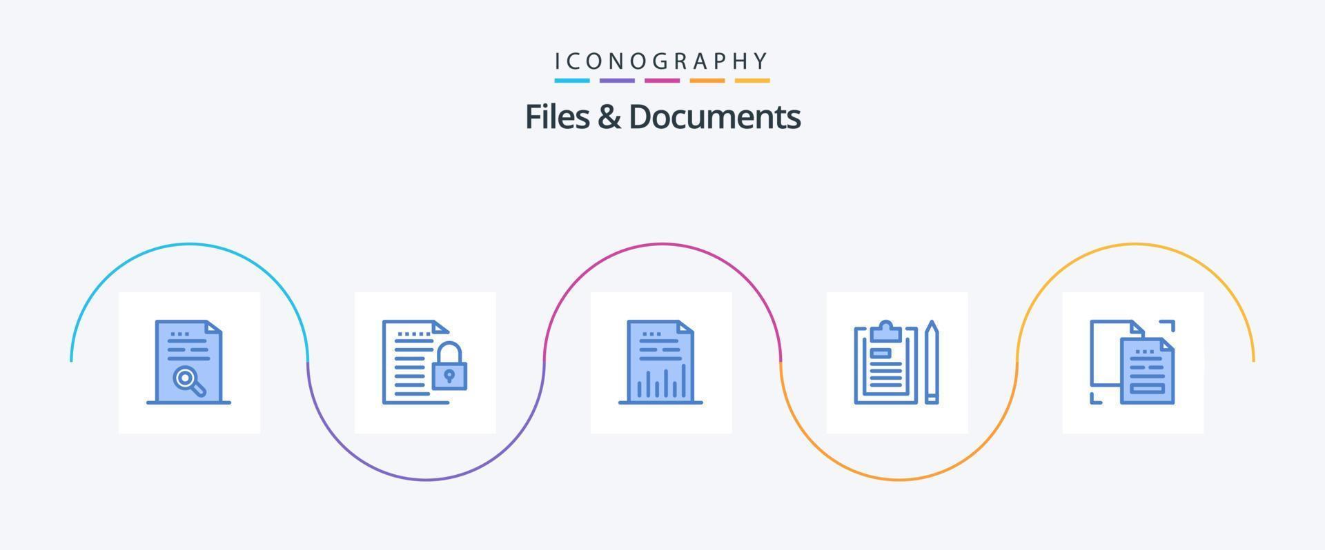 Files And Documents Blue 5 Icon Pack Including file. clipboard. padlock. graph. document vector