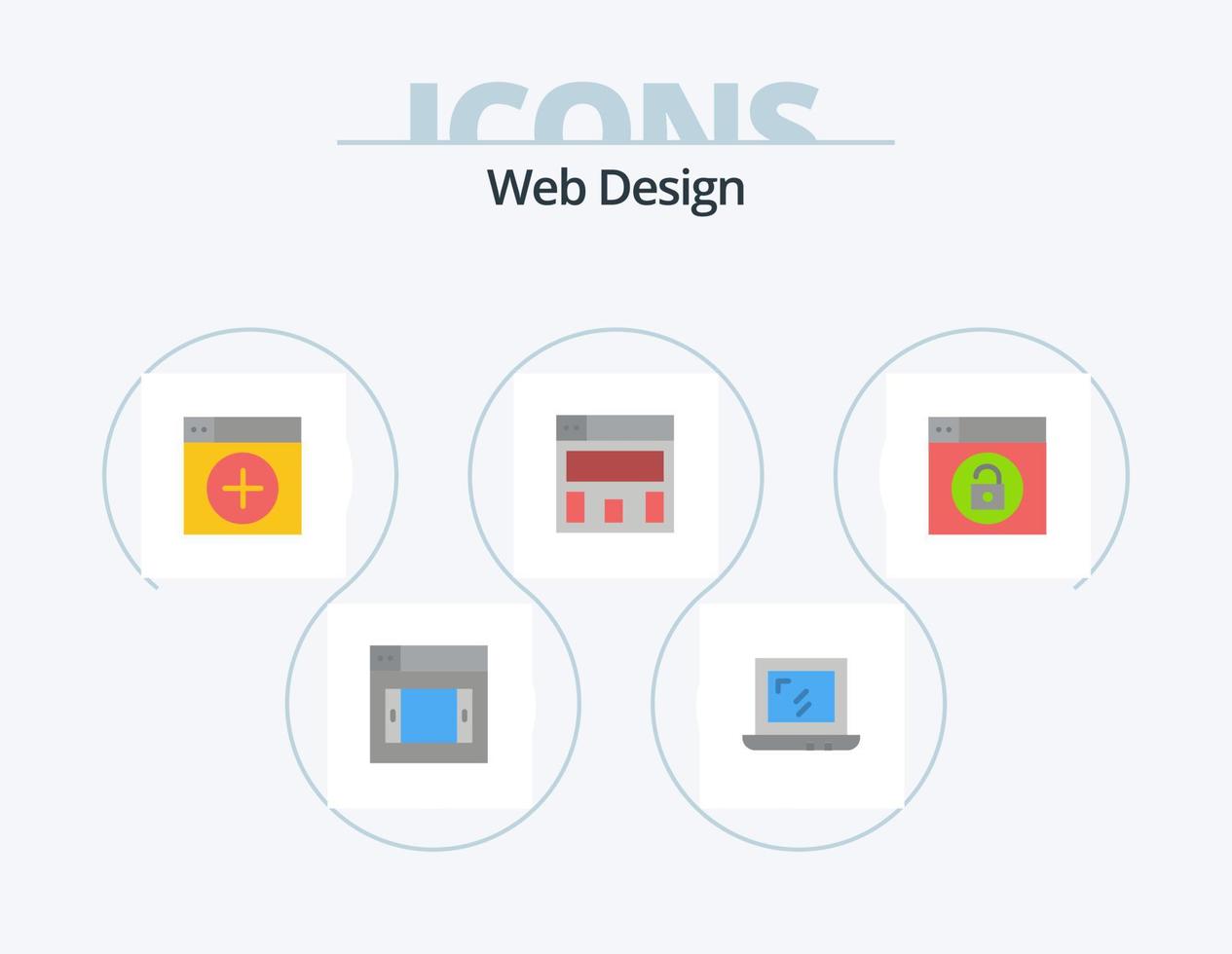 Web Design Flat Icon Pack 5 Icon Design. . lock. new. design. layout vector