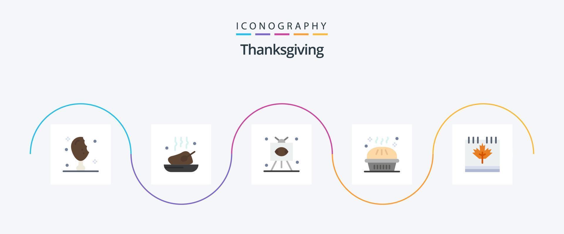 Thanksgiving Flat 5 Icon Pack Including pie. dinner. roasted. bakery. sports vector