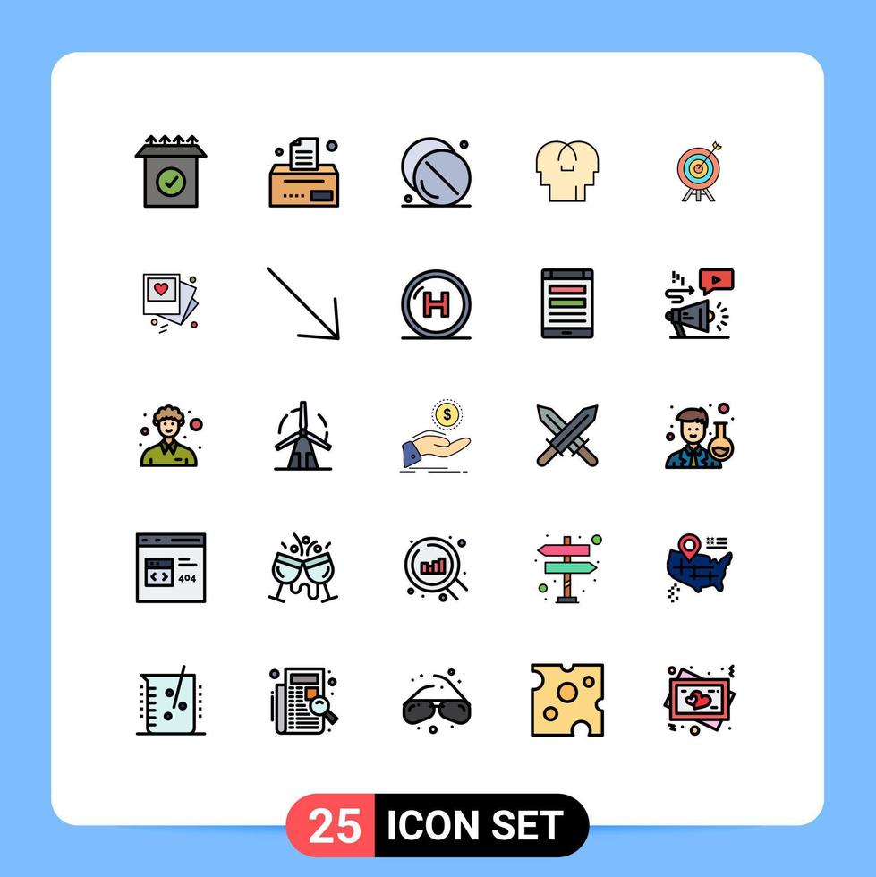 conjunto de 25 iconos modernos de la interfaz de usuario signos de símbolos para los sentimientos de la cabeza del hospital objetivo de flecha elementos de diseño vectorial editables vector