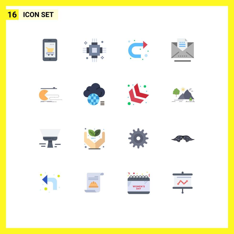 16 Flat Color concept for Websites Mobile and Apps letter draft electronic copy u turn Editable Pack of Creative Vector Design Elements