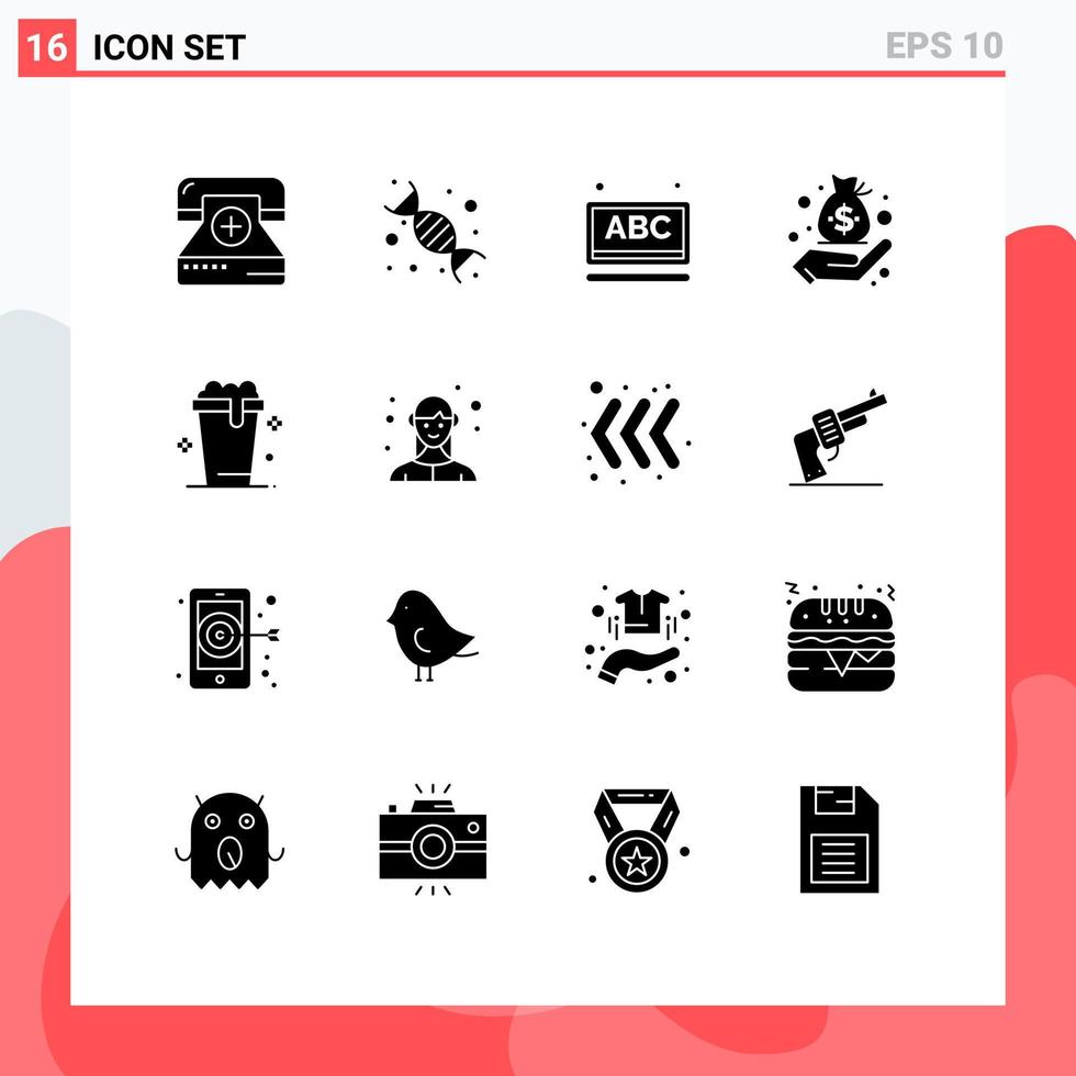 Modern Set of 16 Solid Glyphs and symbols such as management finance education business online Editable Vector Design Elements