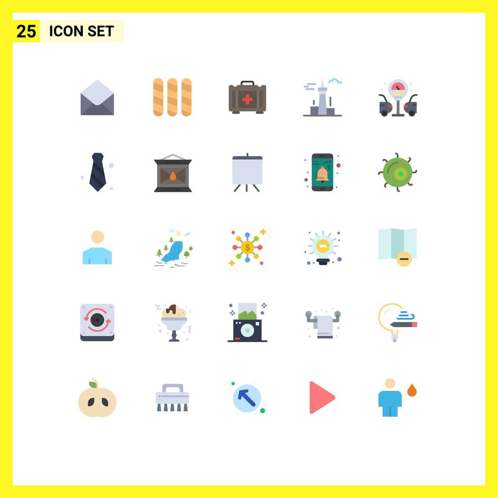 Pictogram Set of 25 Simple Flat Colors of gas station city bag landmark canada Editable Vector Design Elements