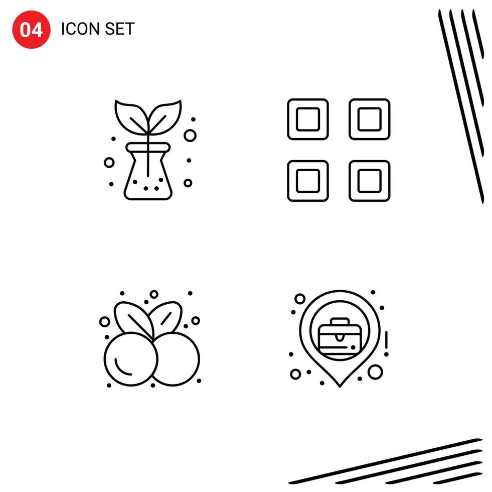 Universal Icon Symbols Group of 4 Modern Filledline Flat Colors of agriculture fruit grid view summer Editable Vector Design Elements