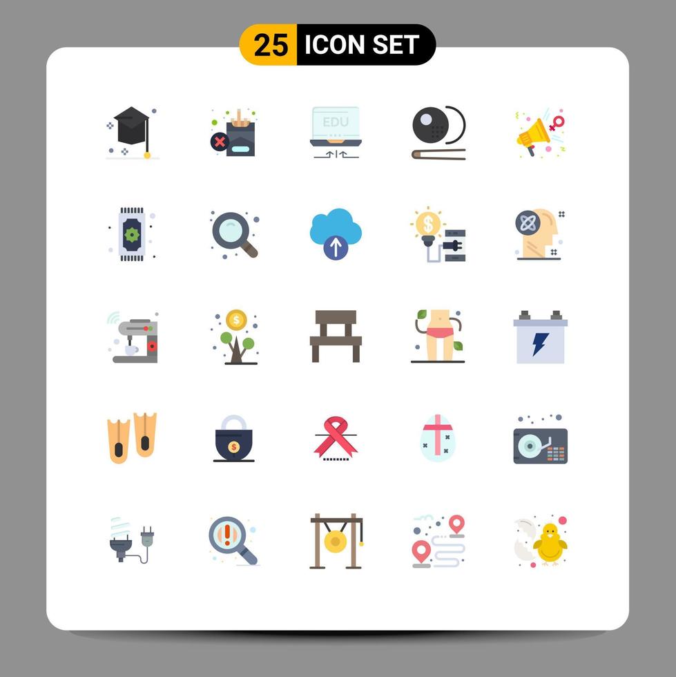 Universal Icon Symbols Group of 25 Modern Flat Colors of feedback snooker cigarette pool education Editable Vector Design Elements
