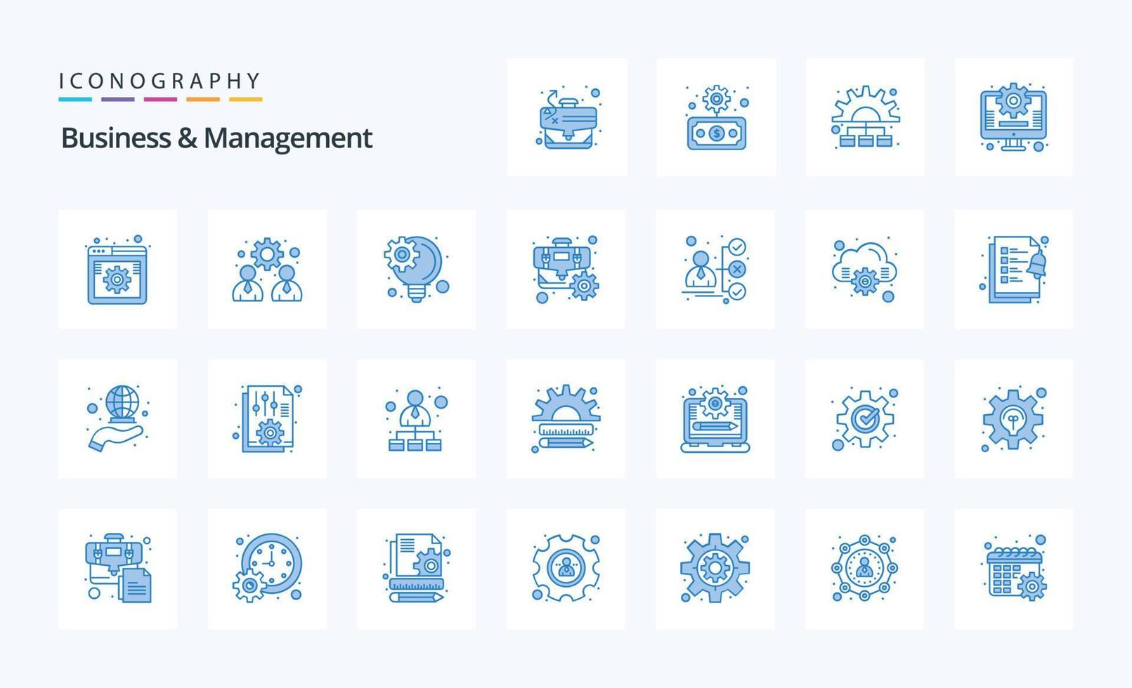 paquete de iconos azules de 25 negocios y gestión vector