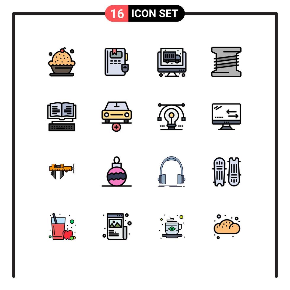 16 Creative Icons Modern Signs and Symbols of key education computer book coil Editable Creative Vector Design Elements
