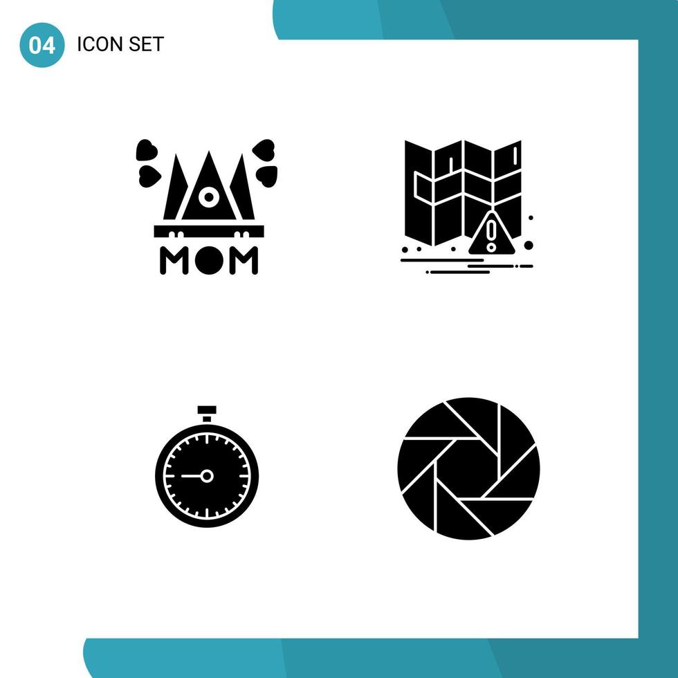 Group of Modern Solid Glyphs Set for hat clock mother navigation quick Editable Vector Design Elements