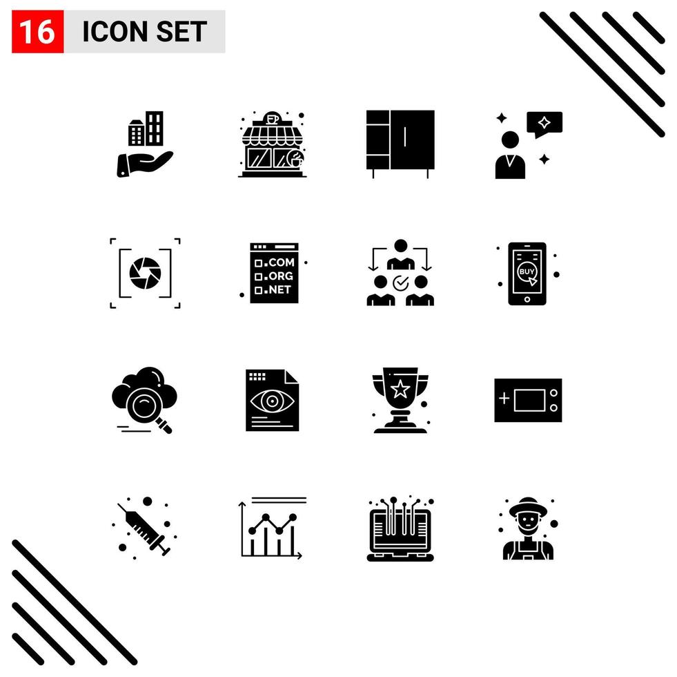 Stock Vector Icon Pack of 16 Line Signs and Symbols for photography aperture home camera chatting Editable Vector Design Elements