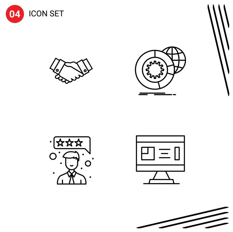 Universal Icon Symbols Group of 4 Modern Filledline Flat Colors of agreement services business big data feedback Editable Vector Design Elements