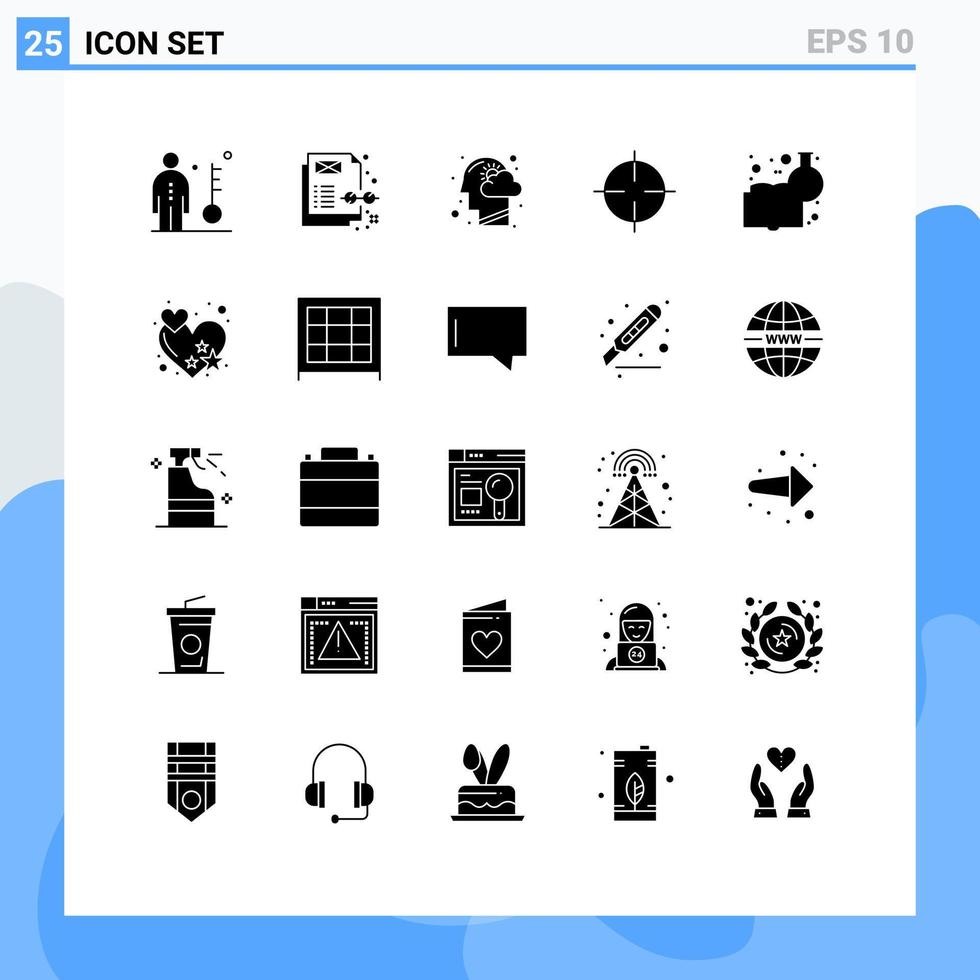 25 concepto de glifo sólido para sitios web móviles y aplicaciones conocimiento químico simbolismo signo de nube pensamiento elementos de diseño vectorial editables vector