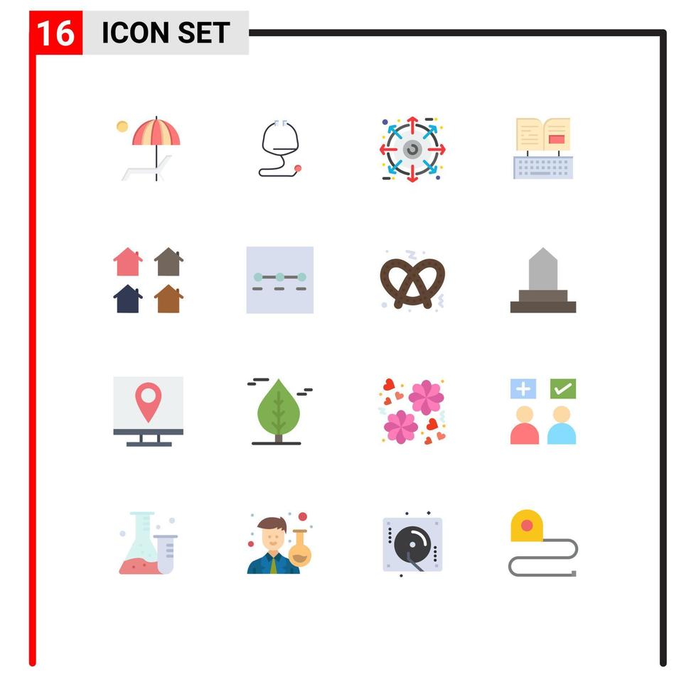 conjunto de 16 iconos modernos de la interfaz de usuario signos de símbolos para el producto del teclado del estetoscopio del libro del distrito paquete editable de elementos de diseño de vectores creativos