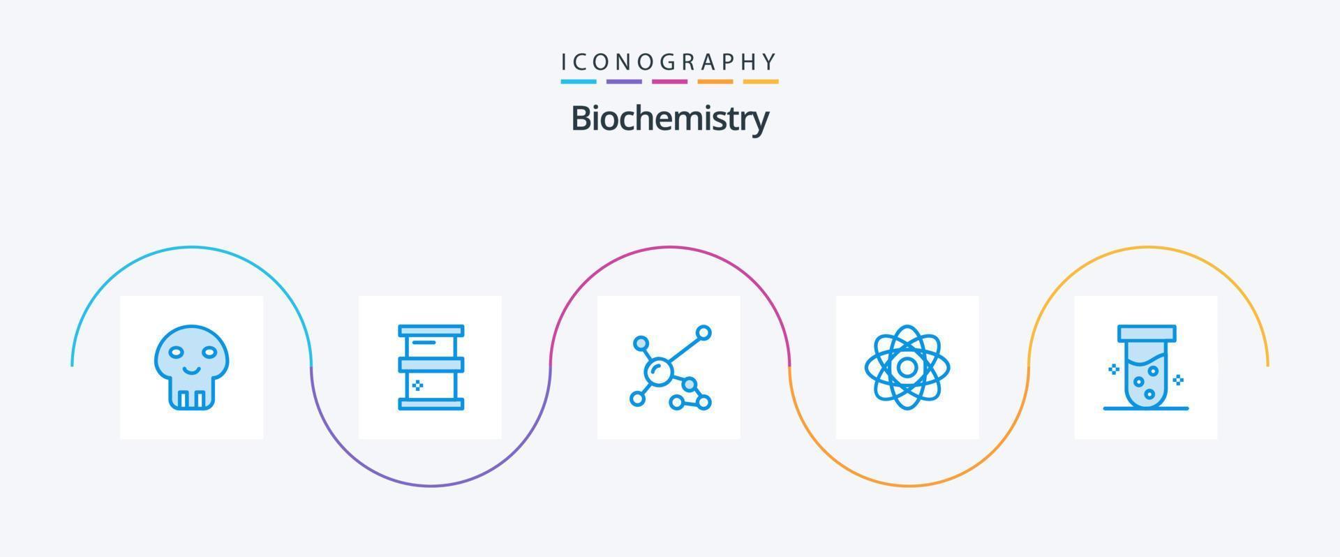 Paquete de iconos de bioquímica azul 5 que incluye tubo. química. átomo. bioquímica. genético vector